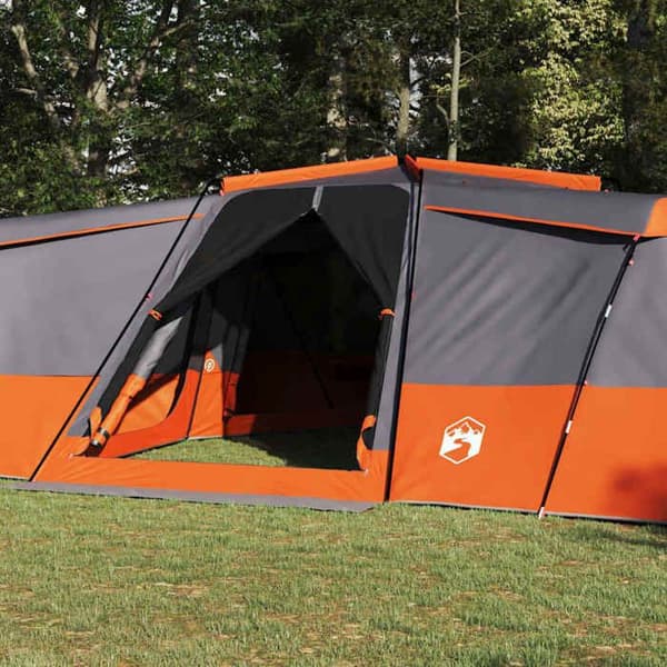 Maison Exclusive - Perheteltta 16 hengelle Harmaa ja oranssi taffeta Vedenpitävä