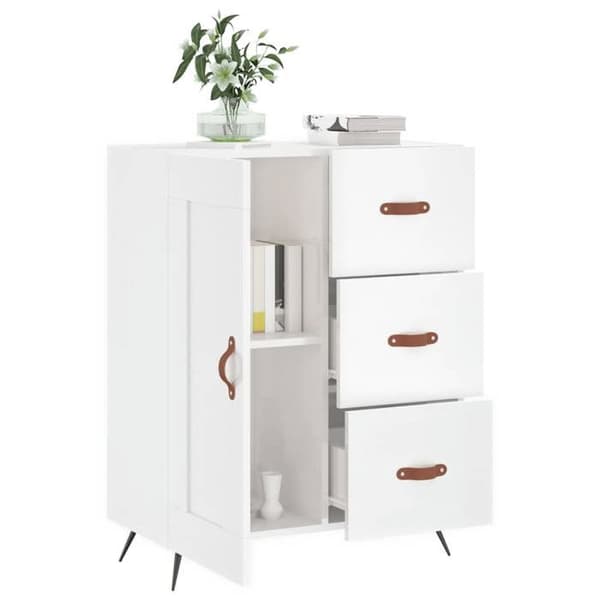 Maison Exclusive - Buffé Vit glänsande 69,5x34x90 cm Ingenjörsträ Vit
