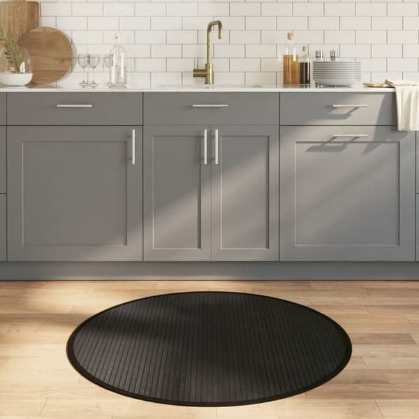 Rundt tæppe - MAISON EXCLUSIVE - 100 cm - Bambus - Sort - Antiskrid Svart