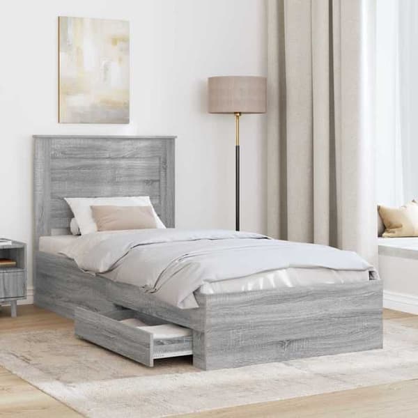 Maison Exclusive - Sängram Grå Sonoma 100 x 200 cm Ingenjörsträ