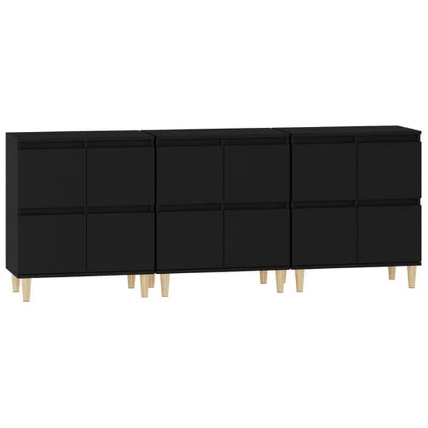 Maison Exclusive - 3 stk. buffet sort 60x35x70 cm ingeniørtræ