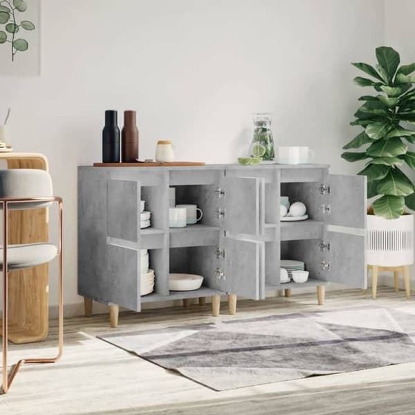 Maison Exclusive - Buffeter 2 stk grå beton 60x35x70 cm ingeniørtræ