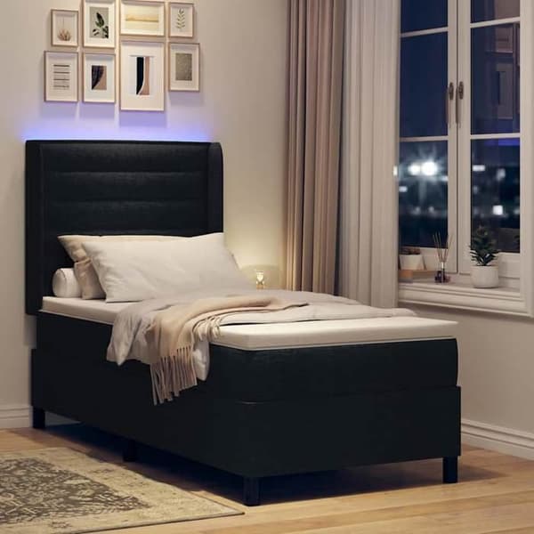 Maison Exclusive - LED-jousipatja musta 90 x 200 cm kangas
