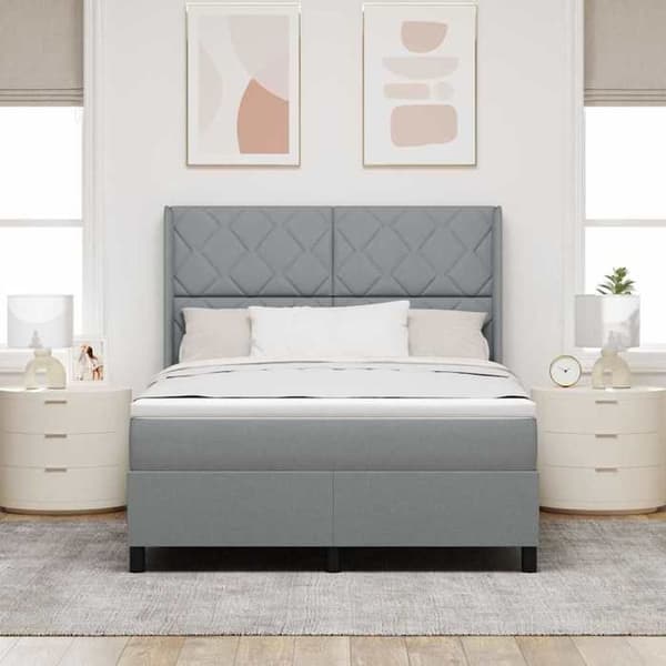 Maison Exclusive - LED-jousipatja Harmaa 140 x 200 cm kangas Ljusgrått