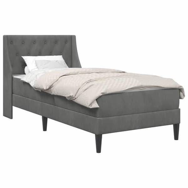 Maison Exclusive - Sängram med madrass Mörkgrå 100 x 200 cm Sammet