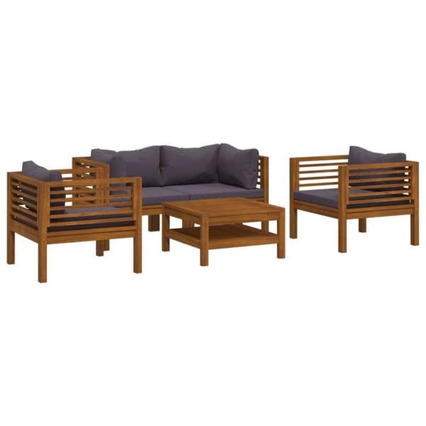 Maison Exclusive - Havegruppe 5 stk med pude i solid akacietræ