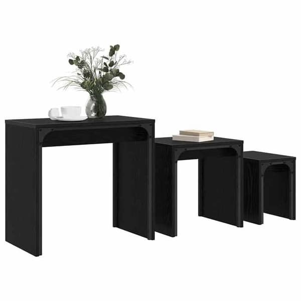 Maison Exclusive - 3-delt sofabord Sort eg 60 x 35 x 56 cm Ingeniørtræ