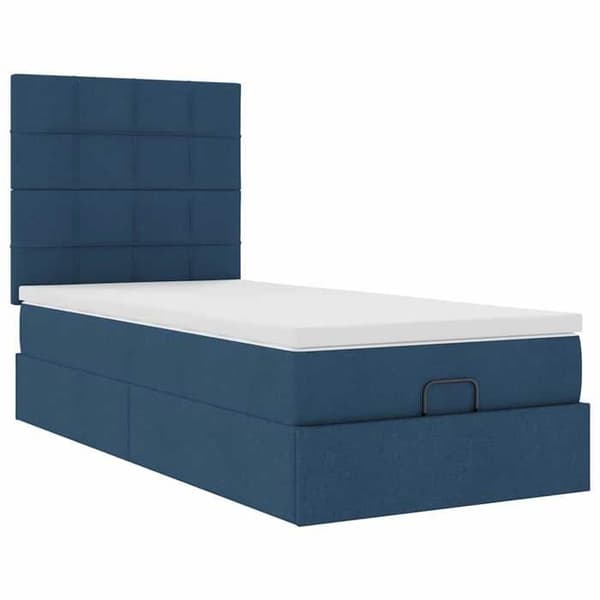 Maison Exclusive - Sängram i ottomanstil med blå madrass 90x190 cm tyg blå vit