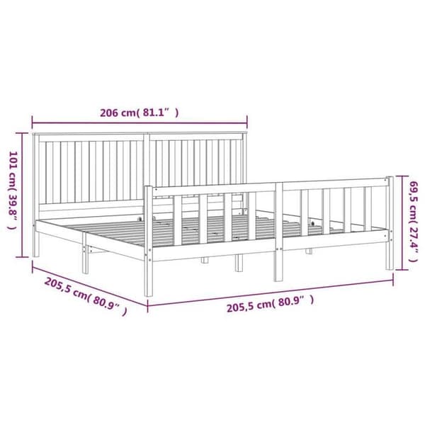 Sengestel - Eksklusiv Hus - Sort - Massiv fyr - 200x200 cm