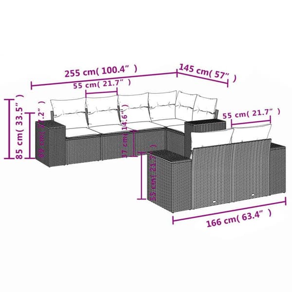 Maison Exclusive - Trädgårdsmöbler med kuddar 7 delar grå flätad resin