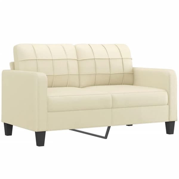 Maison Exclusive - Set med 2 soffor med kuddar i krämfärgad konstläder