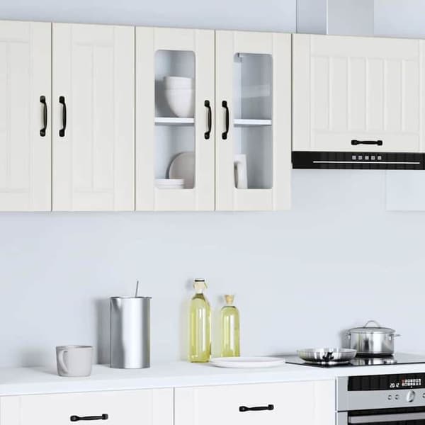 Maison Exclusive - Väggmonterad köksskåp med glasdörr Lucca vit
