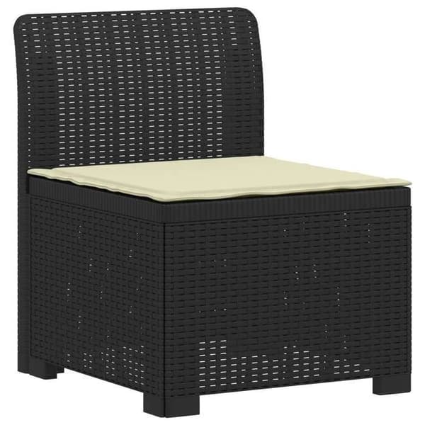 Maison Exclusive - Trädgårdsoffa 3 platser med kuddar i rattanlook PP