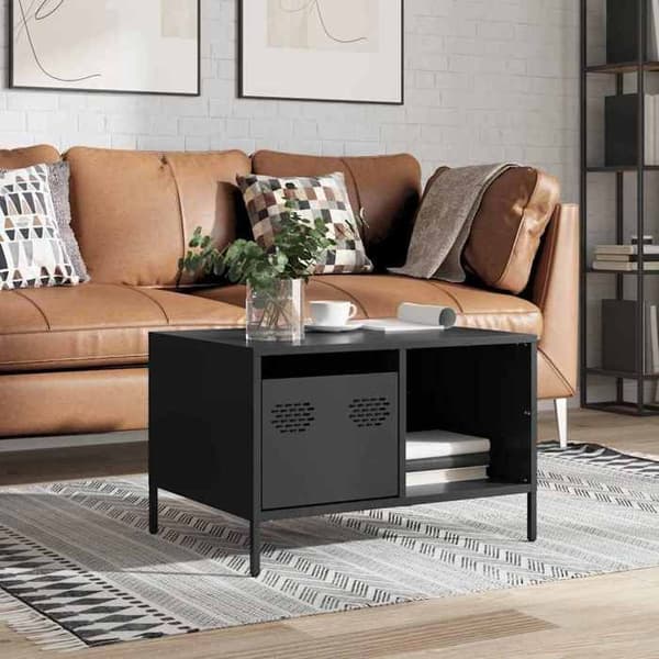 Maison Exclusive - Sort sofabord 68,5x50x43,5 cm koldvalset stål