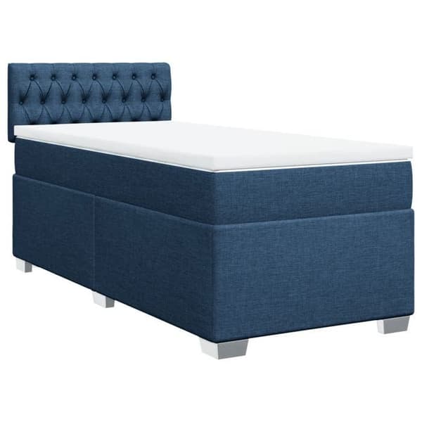 Maison Exclusive - Sengestel med springmadras Blå 90x200 cm Stof