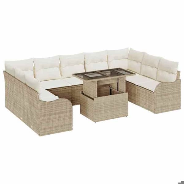 Maison Exclusive - 10 osan puutarhakalustesarja 9 paikkaa Beige beige