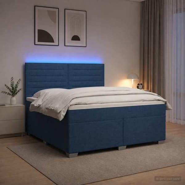 Maison Exclusive - Boxspring säng med madrass Blå 180 x 200 cm Tyg Blå