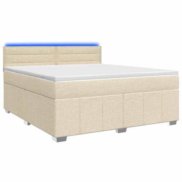 Maison Exclusive - Boxspring-sänky, jossa on vaahtomuovipatja, Kermansävy 140 x 200 cm, Kangas Grädde