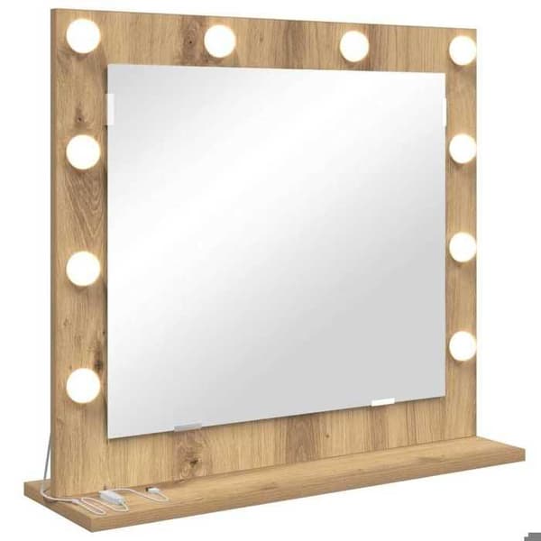"Vægspejl - EKSKLUSIVT HUS - Model Eg - 60 x 55 x 18 cm - Rektangulær - LED USB" Ek (ingenjörsträ)