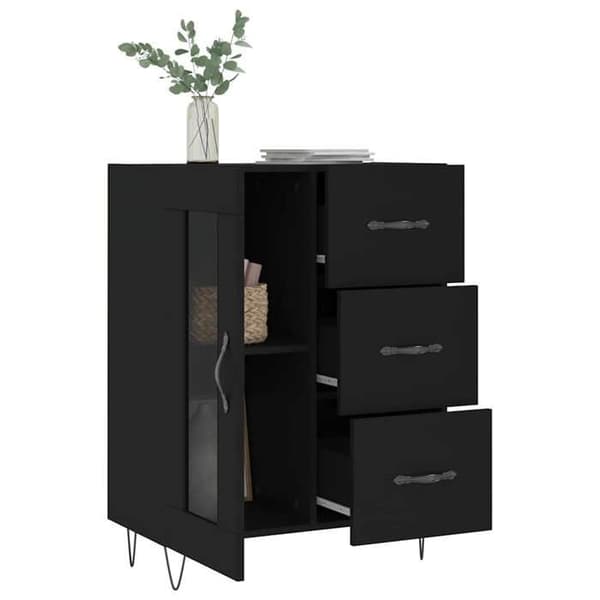 Maison Exclusive - Sort buffet 69,5x34x90 cm ingeniørtræ