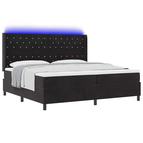 Maison Exclusive - Jousipatja LED-valolla Musta 200 x 200 cm Sametti Svart