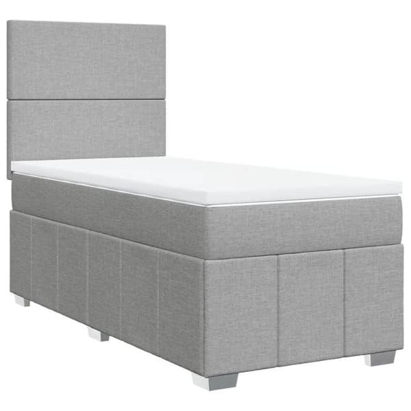 Maison Exclusive - Sengebund med lameller og madras Lys grå 90x200 cm Stof
