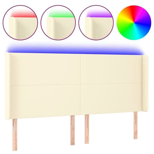 Maison Exclusive - LED Hovedgærde Creme 183x16x118/128 cm Simililæder