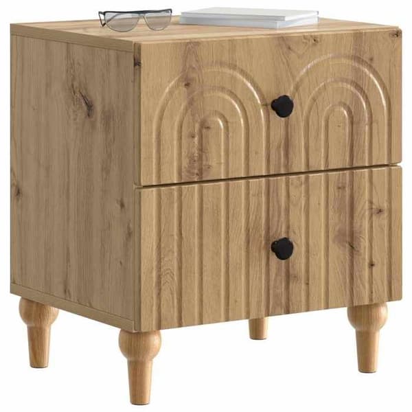 Natskab - EKSKLUSIV HUS - Håndlavet egetræsskuffe - 2 skuffer - Spånplader - 43 x 34,5 x 48 cm
