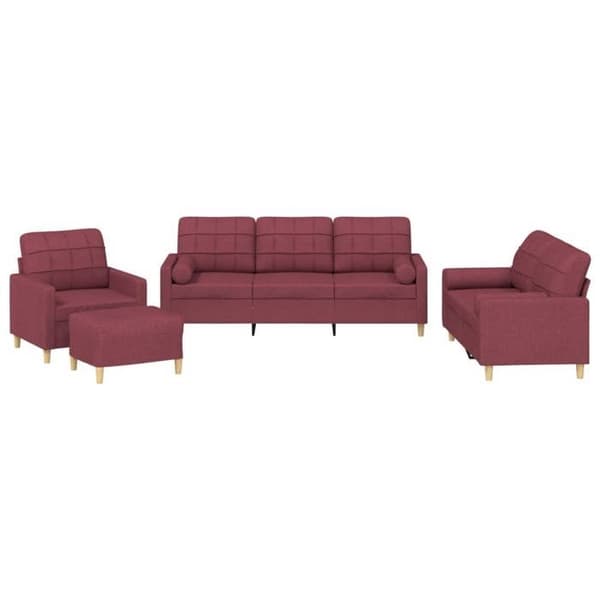 Maison Exclusive - Sæt af 4 sofaer med bordeaux røde puder i stof