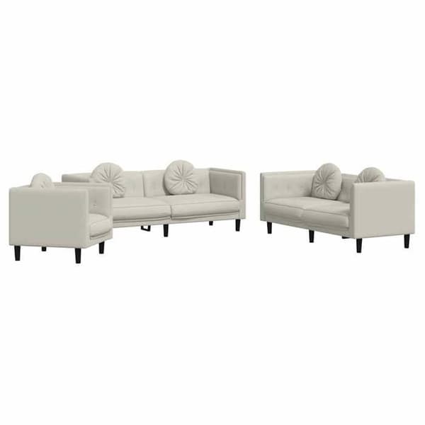 Maison Exclusive - 3 kpl:n sohvasetti vaaleanbeige samettityynyillä