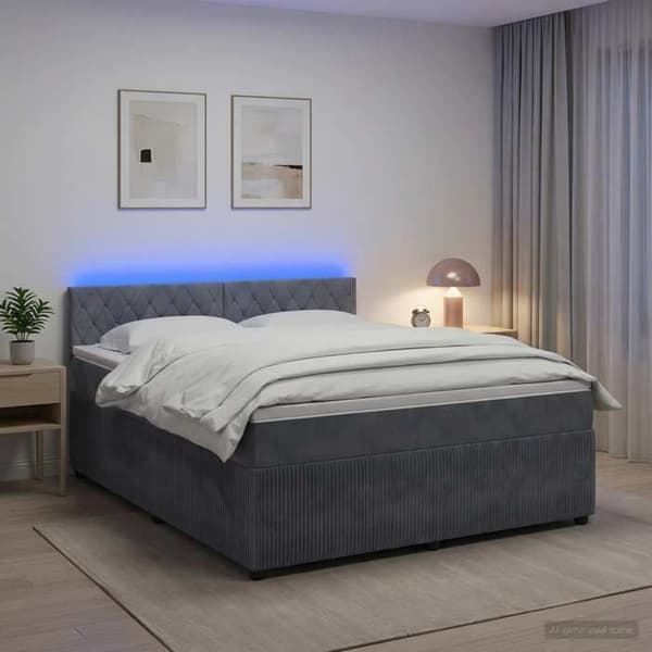Maison Exclusive - Boxspring säng med madrass Mörkgrå 140 x 200 cm Sammet Mörkgrå