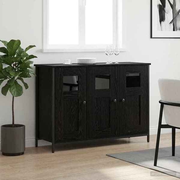 Maison Exclusive - Buffet Sort egetræ 100 x 35 x 70 cm Ingeniørtræ