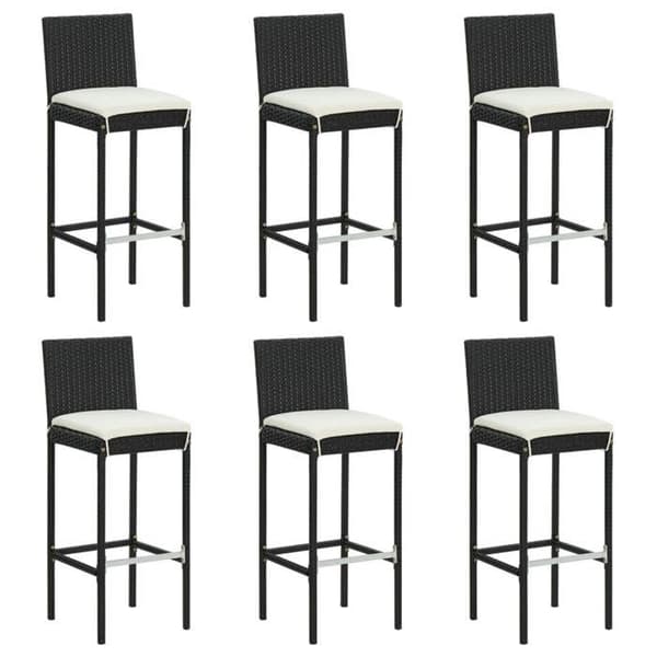 Havemøbel sæt - Eksklusivt hus - 7 dele - Sort poly rattan - Tempereret glas bordplade