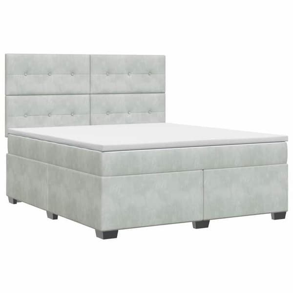Maison Exclusive - Boxspring seng med madras Lys grå 140 x 190 cm Velour Ljusgrått
