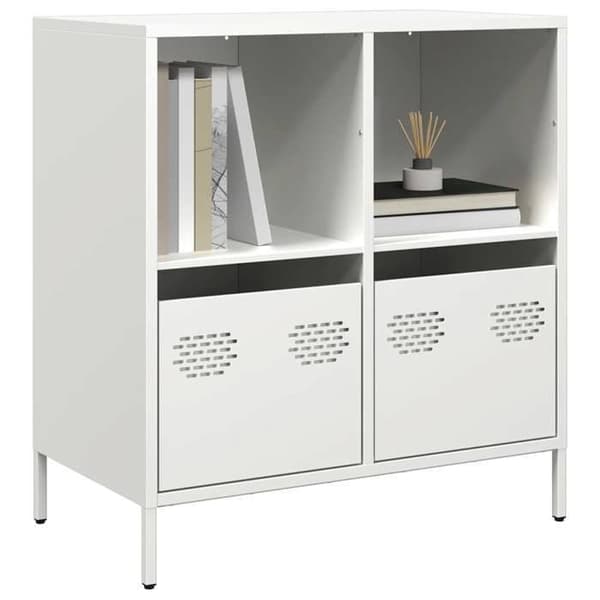Maison Exclusive - Buffé vit 68x39x73,5 cm kallvalsat stål
