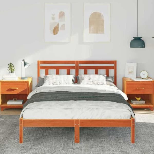 Maison Exclusive - Sängram Brun 120 x 190 cm Massivt trä