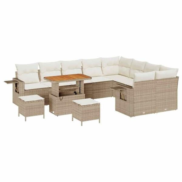 Maison Exclusive - 12 osan puutarhakalustesarja, beige polyrottinki