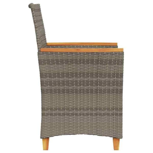 Maison Exclusive - Trädgårdsstolar med kuddar, set om 2, grå vävd resin och trä grå