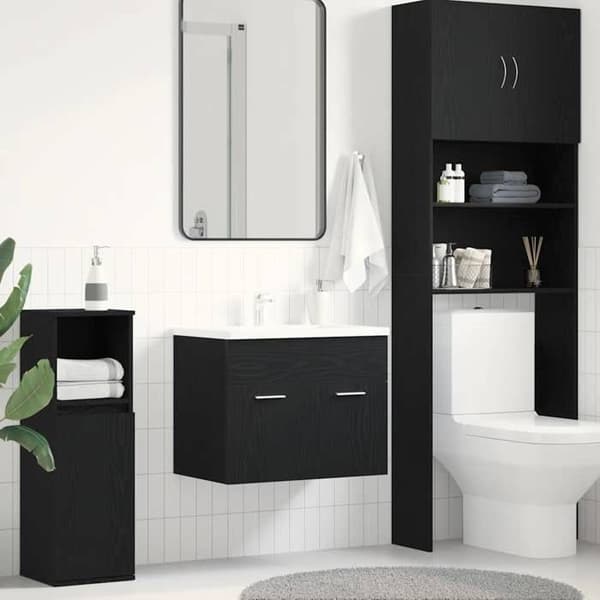 Maison Exclusive - Badeværelses underskabs møbel i sort eg 60 x 38,5 x 46 cm ingeniørtræ