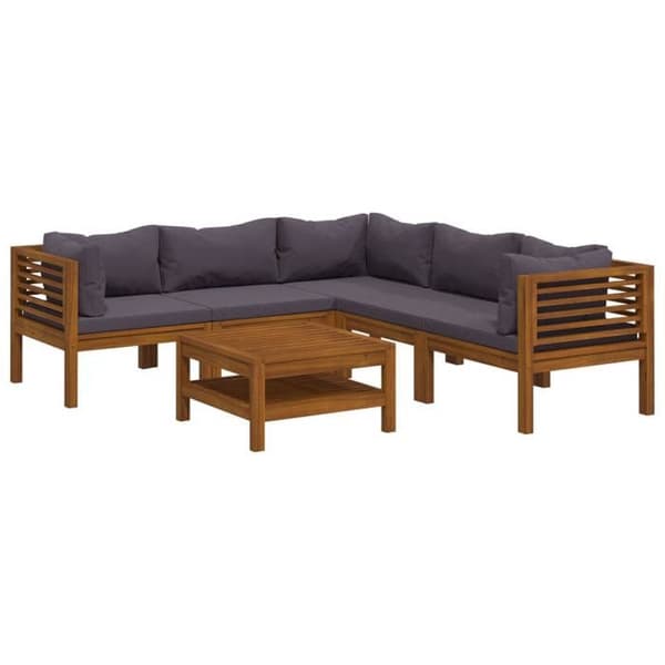 Maison Exclusive - Havegruppe 6 stk med pude i solid akacietræ