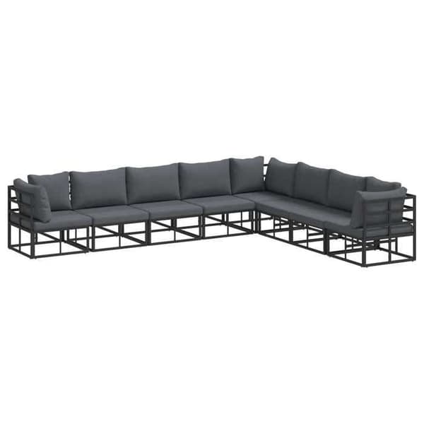 Maison Exclusive - 8 stk. have-sofa sæt i sort aluminium Svart (ram); antracitkuddar