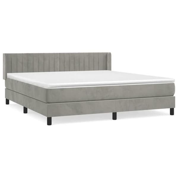 Maison Exclusive - Seng solid bund med socker og madras Grå 160x200cm Velour