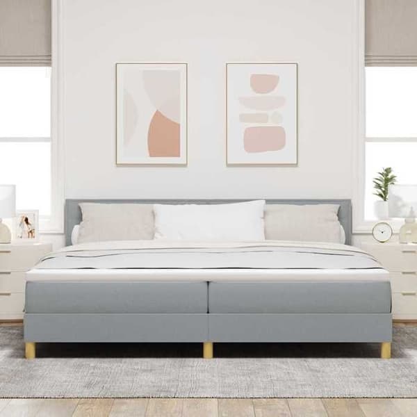 Maison Exclusive - Fjederseng med lys grå pude 200 x 200 cm stof