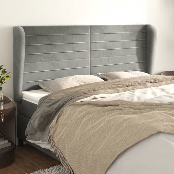 Maison Exclusive - Pääty, jossa korvat, Vaaleanharmaa 183x23x118/128 cm Sametti Ljusgrått