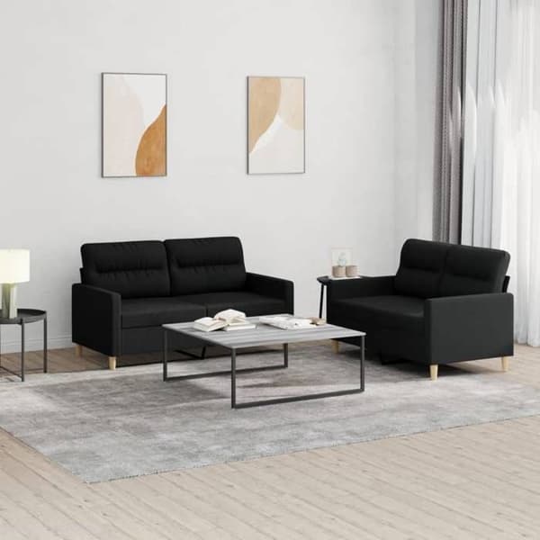 Maison Exclusive - 2 kpl sohvasetti tyynyillä Musta Kangas Svart