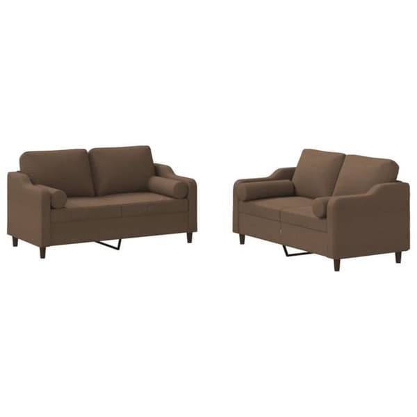 Sofa-sæt - MAISON EXCLUSIVE - 2 dele - Brun - Holdbart stof - Cylindrisk puder brun