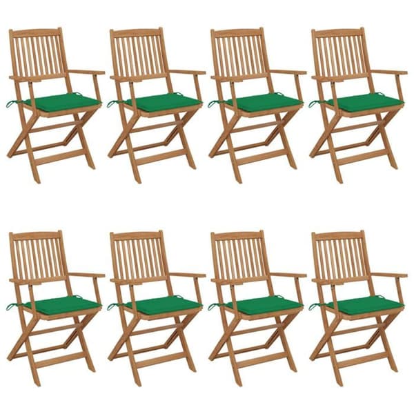 Maison Exclusive - Fällbara trädgårdsstolar set om 8 med kuddar Akaciaträ