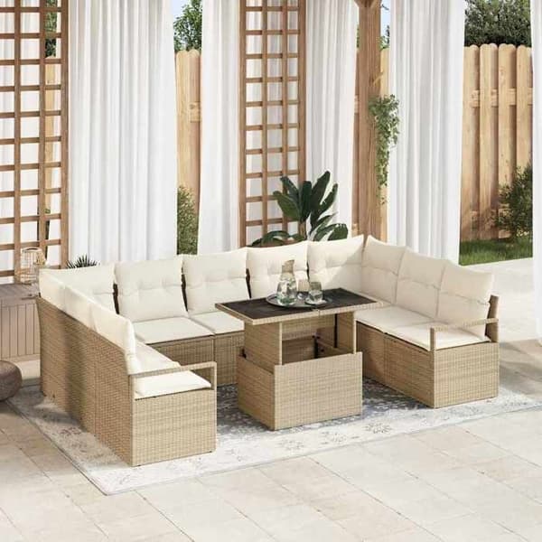 Havemøbel sæt - MAISON EXCLUSIVE - 10 dele - Modulerbart - Poly rattan - Bord i hærdet glas beige