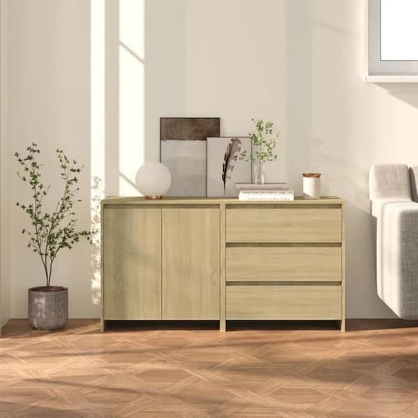 Maison Exclusive - Bufféer 2 st Sonoma ek Ingenjörsträ