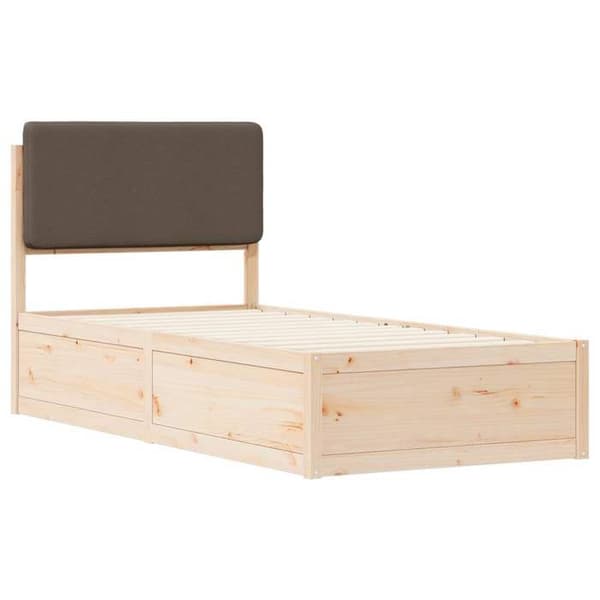 Maison Exclusive - Vuodekehys pehmustetulla päädyllä, taupe 75 x 190 cm Mol